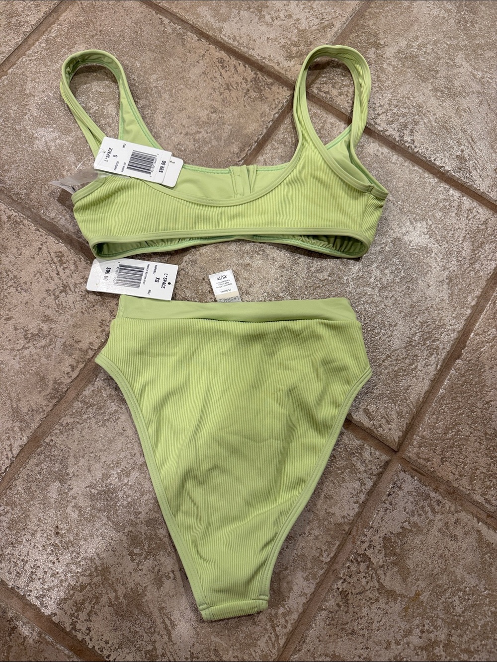 l*space Ribbed Scoop Bikini Set in Light Green - Picture 6 of 6